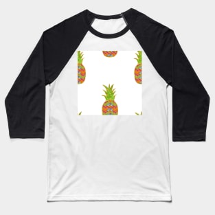 pineapple, fruit, glitter, gold, summer, pattern, funny, sunny Baseball T-Shirt